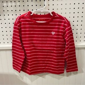 Kid long sleeved red striped tshirt with a heart never worn